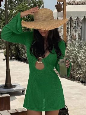 Green Beach Knit Cover-Up